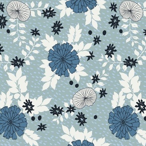 Blue floral with delicate white leaves