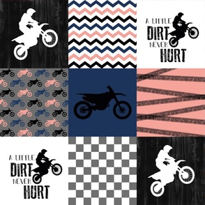 Motocross//Grandpa//Navy&Coral - Wholecloth Cheater Quilt