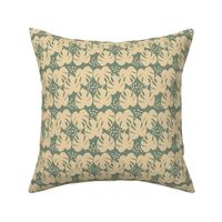 Retro Palm Leaves and Dots - Beige and Green, medium scale