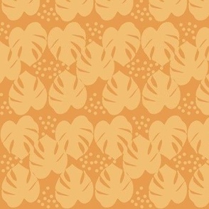Retro Palm Leaves and Dots - Yellow and Mustard, medium scale