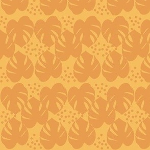 Retro Palm Leaves and Dots - Gold and Saffron, medium scale