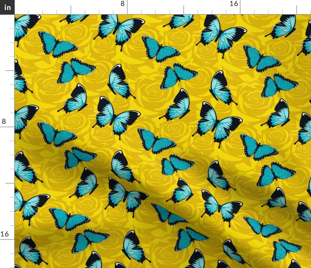 Small Blue Butterflies on Yellow