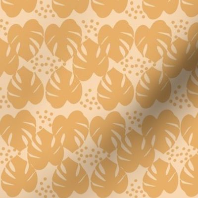 Retro Palm Leaves and Dots - Yellow and Pale Yellow, medium scale