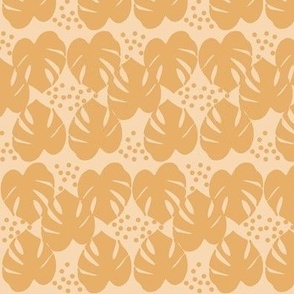 Retro Palm Leaves and Dots - Yellow and Pale Yellow, medium scale