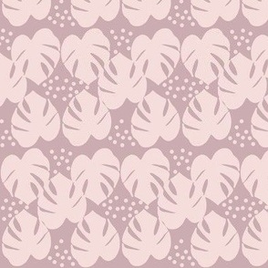 Retro Palm Leaves and Dots - Pink and Lilac, medium scale