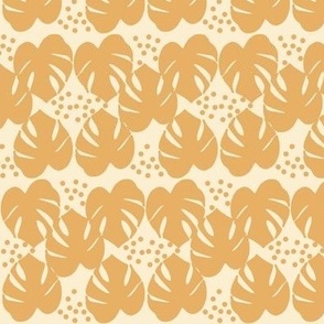 Retro Palm Leaves and Dots - Gold and Pale Yellow, medium scale