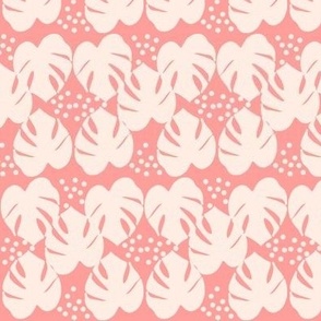 Retro Palm Leaves and Dots - Blush and Pink, medium scale