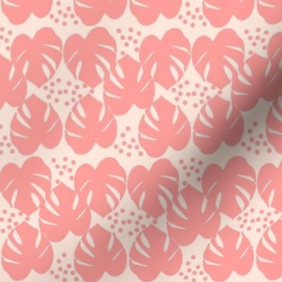 Retro Palm Leaves and Dots - Pink and Blush, medium scale