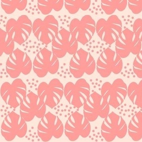 Retro Palm Leaves and Dots - Pink and Blush, medium scale