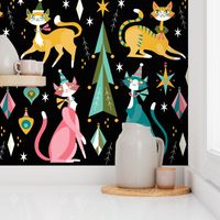 Retro Modern Xmas Wallpaper in Black