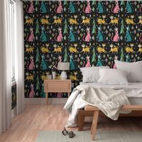 Retro Modern Xmas Wallpaper in Black