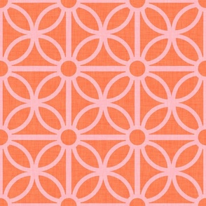Mid Century Modern Bright Breezeblock Floral in Orange