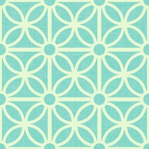 Mid Century Modern Bright Breezeblock Floral in Turquoise