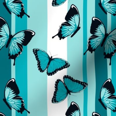 Blue Butterflies on Blue Stripes