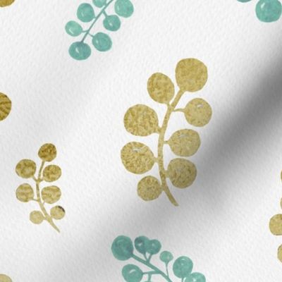 Gold&Teal Berries with Mottled Effect | Large  Scale  