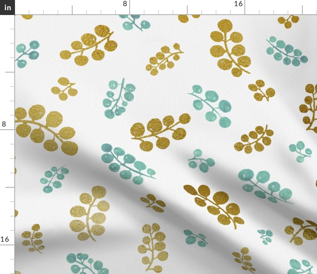 Gold&Teal Berries with Mottled Effect | Large  Scale  