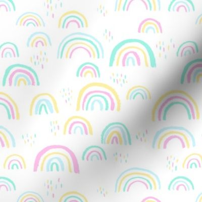 Rainbow love Scandinavian abstract rainbow clouds happy rain sky neon spring nineties retro palette pink yellow blue easter