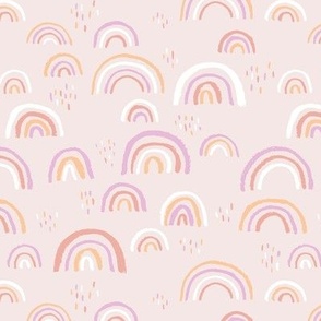 Rainbow love Scandinavian abstract rainbow clouds happy rain sky vintage baby girl pink blush beige