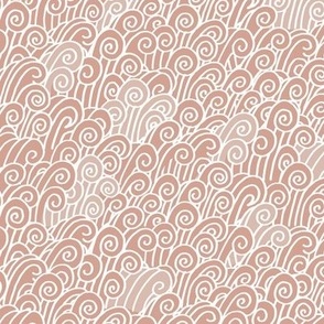 Lagoon surf and ocean waves abstract boho style scandinavian waters summer island vibes white on moody coral sienna