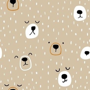 Abstract bear faces on beige