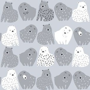 Funny bears on gray