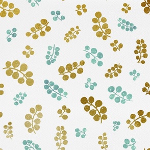 Gold&Teal Berries with Mottled Effect | Medium  Scale  