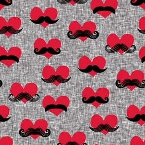(small scale) mustache hearts - Valentine's Day fabric C21