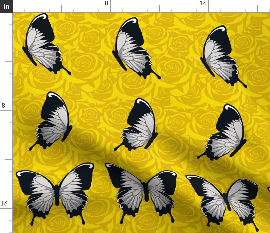 Gray Butterflies on Yellow