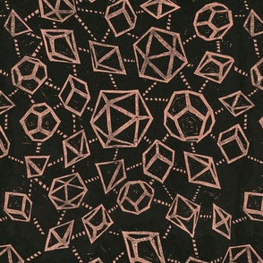 Woodblock Dice - Black and Rust