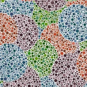 half size overlapping blank ishihara  colorblindness tests  in  muted tones