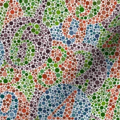 half size overlapping ishihara  colorblindness tests  in  muted tones