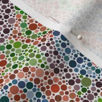 half size overlapping ishihara  colorblindness tests  in  muted tones