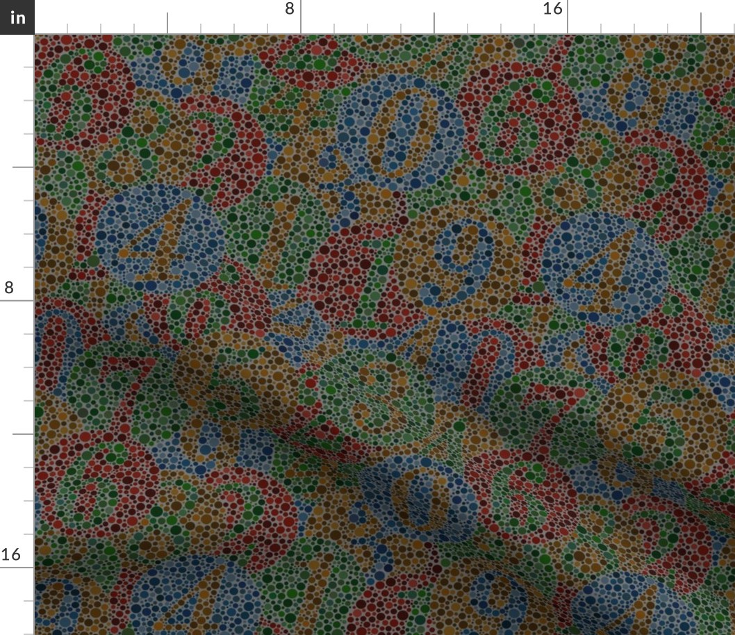 half size overlapping ishihara  colorblindness tests  in dark jewel tones
