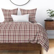 Asymmetric tricolor and white gingham plaid in Chocolate Browns