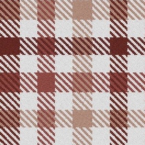 Asymmetric tricolor and white gingham plaid in Chocolate Browns