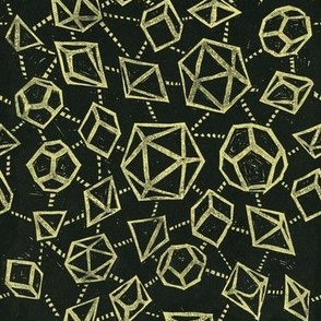 Woodblock Dice - Black and Gold - medium scale