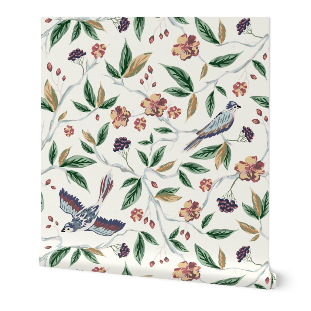 Birds and vines Wallpaper | Spoonflower