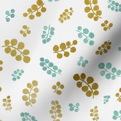 Gold&Teal  Berries with Mottled Effect | Small  Scale  