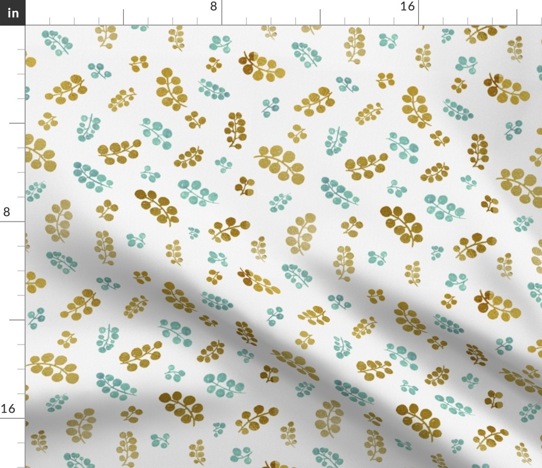 Gold&Teal  Berries with Mottled Effect | Small  Scale  