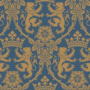 Grand Lion Tapestry in  Blue Gold