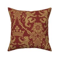 Grand Lion Tapestry in Red Gold