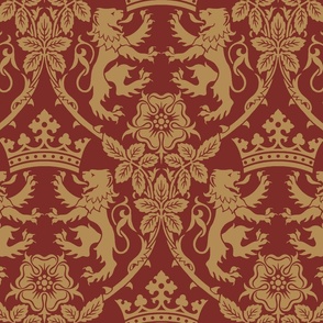 Grand Lion Tapestry in Red Gold