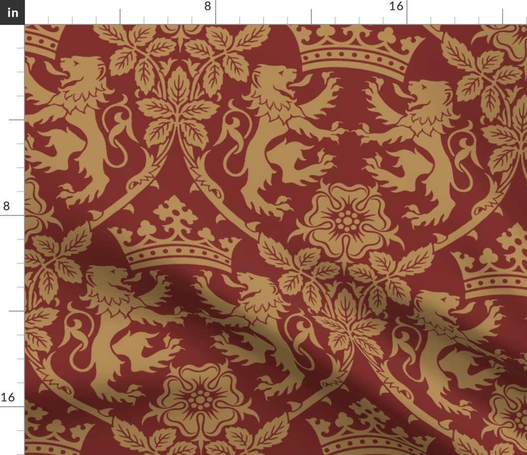 Grand Lion Tapestry in Red Gold