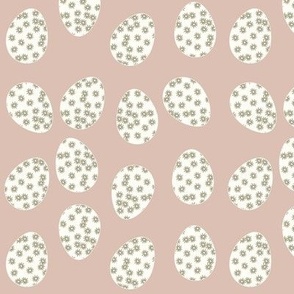 easter eggs - patterned, daisies olive on blush 