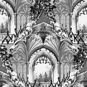 Gothic Balconies ~ Stark Black and White 