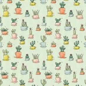 Watercolor Cacti | Green