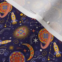 Space Mandala Adventure- Navy- Ditsy Scale