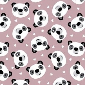 Cute Panda with hearts - mauve - LAD21