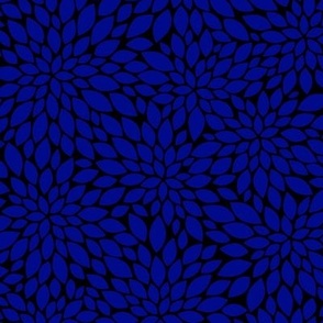 Dahlia Blossom Pattern - Navy Blue and Black
