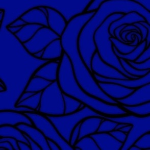 Large Rose Cutout Pattern - Navy Blue and Black